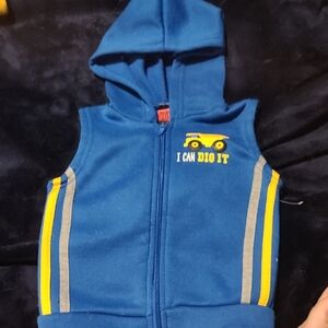 Kids Blue Hooded Vest with Yellow Accents